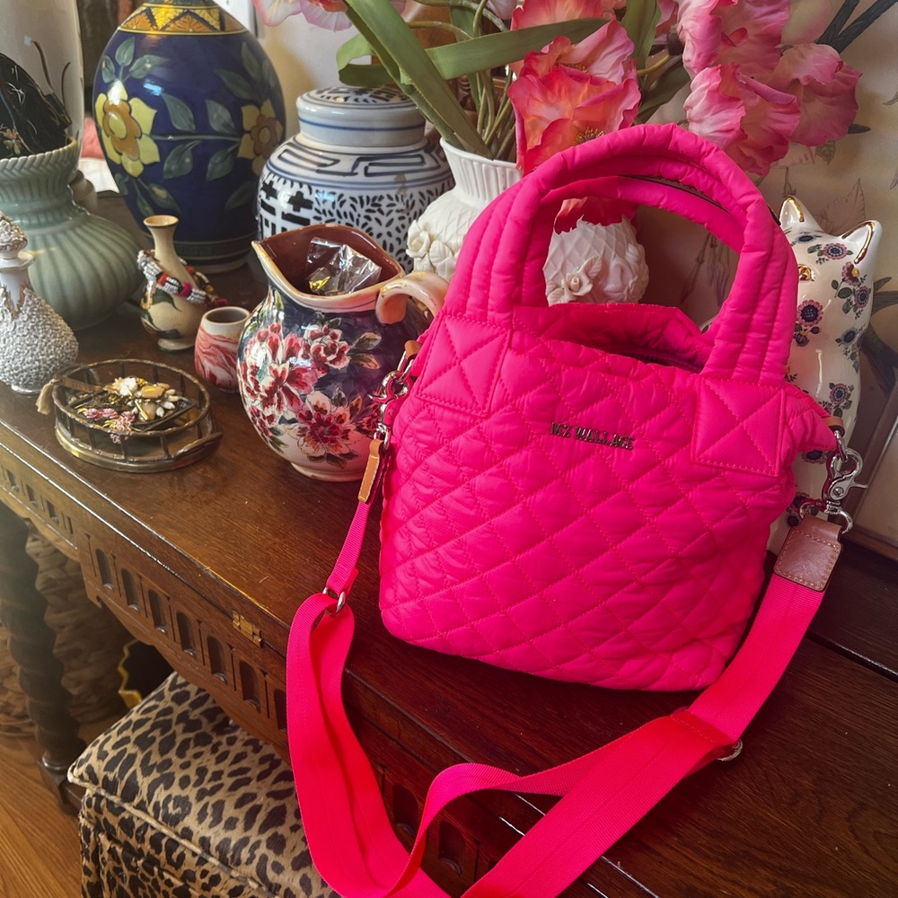 MZ Wallace Neon Pink Mini Metro Tote Deluxe